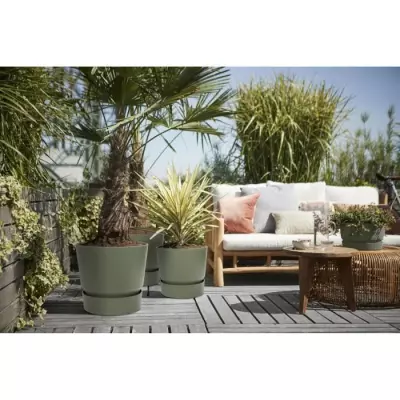 Pot de fleurs ELHO Greenville 30 - Ø 29,5 x H 27,8 cm - Vert feuille