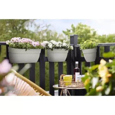 Jardinière suspendue ELHO Vibia Campana Easy Hanger Small - Blanc Soie - Idéale pour balcon - 27 x 23 x 20 cm
