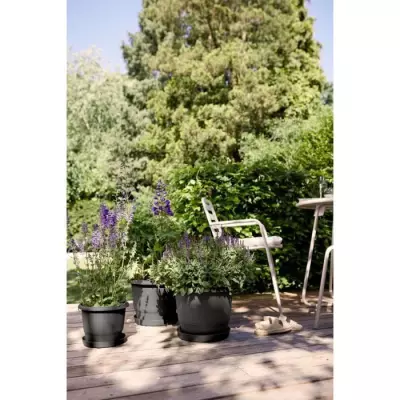 Pot de fleurs ELHO Amiga Rond 30 Noir - Extérieur - Recyclé