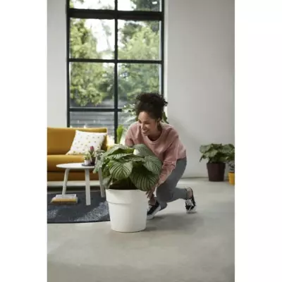 POT DE FLEUR Original Rond Roues 35 blanc