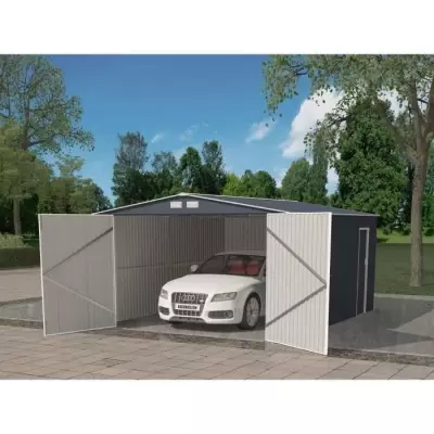 Abri de jardin métal 18,2m² - Kit d'ancrage inclus