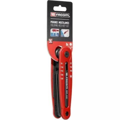 Jeu de 8 clés allen FACOM 89R.JM8PB Torx résistorx 8-40 mm - Made in France