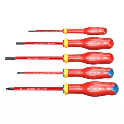 Tournevis isolés FACOM - Ensemble de 5 - Made in France