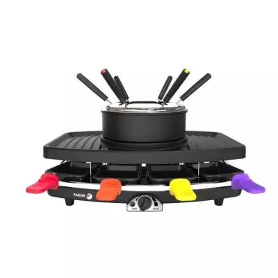 FAGOR FG816: Raclette 3 en 1 avec 8 poelons - 1100W