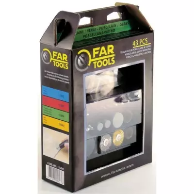 Ensemble d'accessoires FARTOOLS 43 pièces pour Mini meuleuse - Verre et porcelaine