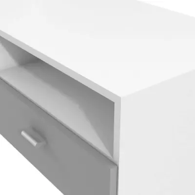 Meuble TV PILVI - Blanc et gris mat - Style Contemporain