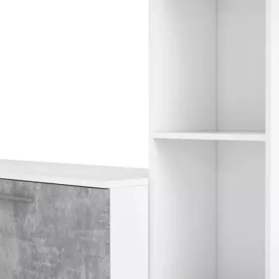 Meuble TV mural blanc mat et béton clair - Contemporain - L 220,4 x P41,3 x H177,5 cm