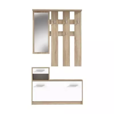 Vestiaire d'entrée PEILI Scandinave Chêne et Blanc - L 97 cm