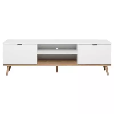 Meuble TV scandinave GÖTEBORG - Blanc - 2 Portes - Design élégant