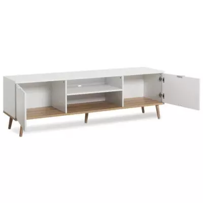Meuble TV scandinave GÖTEBORG - Blanc - 2 Portes - Design élégant