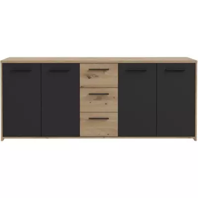 Buffet PILVI contemporain - Chene artisan et Noir - L179,2 cm