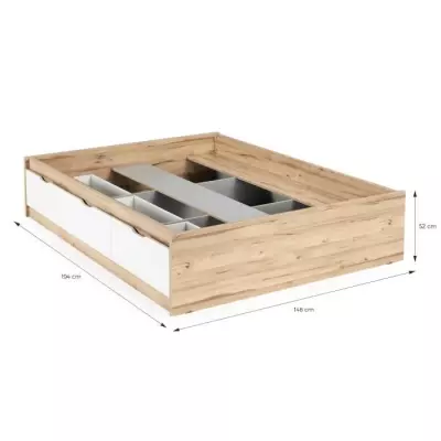 Lit scandinave 3 tiroirs chêne et blanc mat - Responsable et certifié FSC®