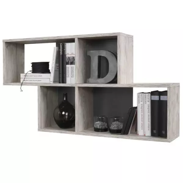 FMD Etagere Murale avec 4 Compartiments Chene Sable Tablette Rangement Salon 428767