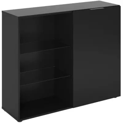 Petit meuble de rangement noir pour un espace organisé