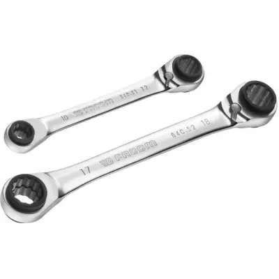 Ensemble de 2 Clés à Cliquet Cuatro FACOM - 8-19 mm - Argent