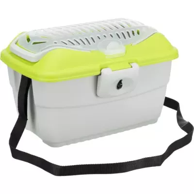 Boîte de transport Mini-Capri pour rongeurs - 40 × 22 × 30 cm - Gris clair/vert