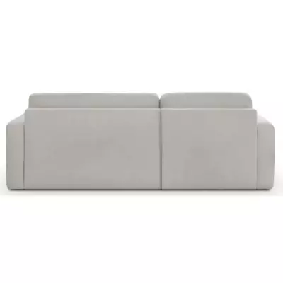 Canapé d'angle convertible GALET - Velours gris - Coffre de rangement