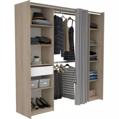 EKIPA - Kit Dressing Chic - Décor Chêne Dakota Blanc - 198 x 200,3 x 50 cm