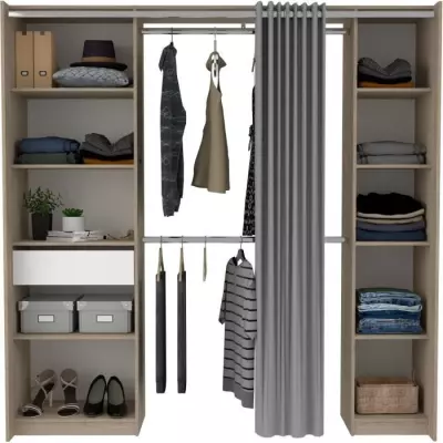 EKIPA - Kit Dressing Chic - Décor Chêne Dakota Blanc - 198 x 200,3 x 50 cm
