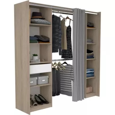 EKIPA - Kit Dressing Chic - Décor Chêne Dakota Blanc - 198 x 200,3 x 50 cm