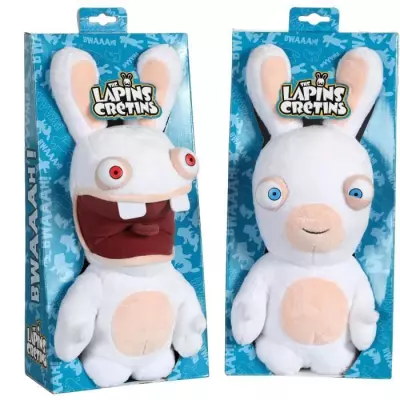 Peluche Lapins Crétins Sonores - Bouche Fermée - 28 cm - Blanc