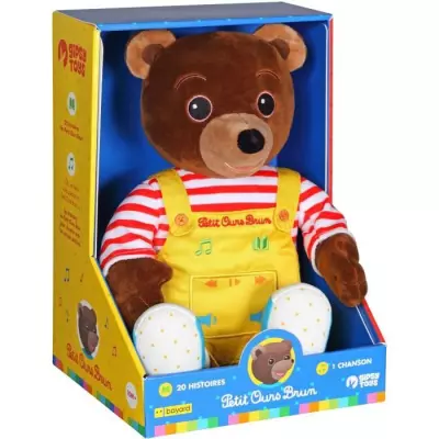 Peluche Musicale Petit Ours Brun, Conte et Parle - 28 cm