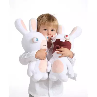 Peluche LAPINS CRETINS 40 cm - Doux et Amusant