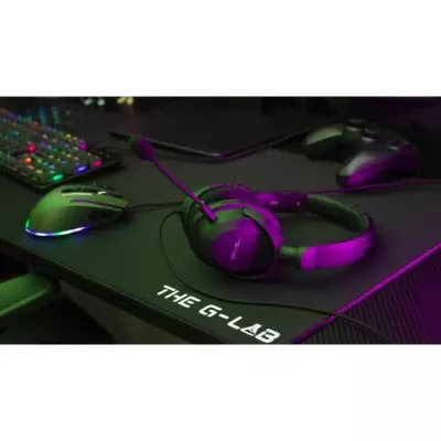 Casque Gamer Filaire The G-Lab KORP CARBON - Microphone Détachable - Noir