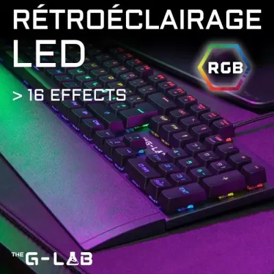 Clavier Gamer The G-Lab KEYZ CARBON E - Switch Bleu - Rainbow