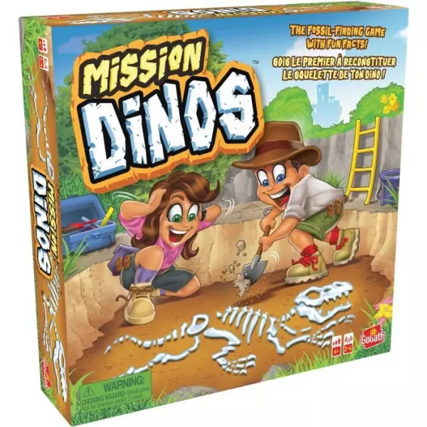 Mission Dinos, Jeu de société enfants, Jeu de plateau ludo-éducatif, 2 a 4 joueurs, GOLIATH, Des 4 ans