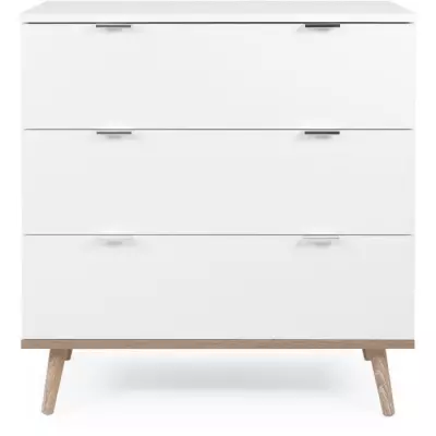 Commode Göteborg: 3 tiroirs - Décor chêne sonoma Blanc
