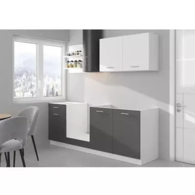 Cuisine complète PREGO 210 cm gris Graphit - Plan de travail inclus