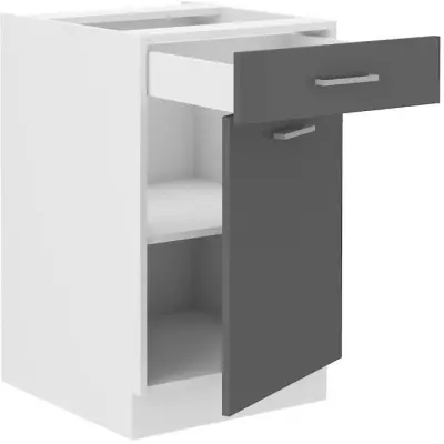 Meuble bas cuisine gris - 1 Porte 1 Tiroir - L 50 x P 60 x H 86 cm
