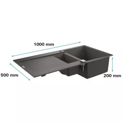Évier de cuisine composite GROHE K500 1000x500 mm noir