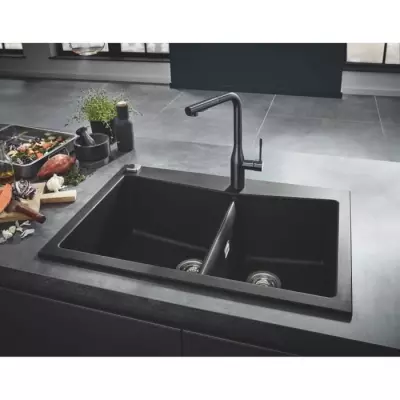Évier en composite GROHE K700 - 2 bacs - Noir granite - 83,8x55,9 cm