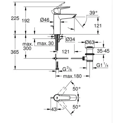 Mitigeur lavabo GROHE Start - Noir mat - Taille M - Économie d'eau