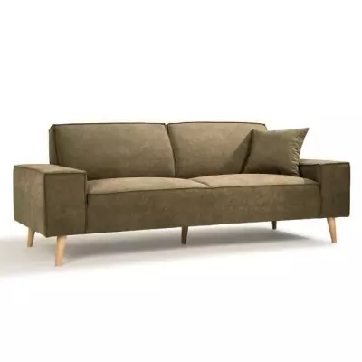 Canapé 3 places en Tissu Olive - Fabriqué en France, Plus Responsable