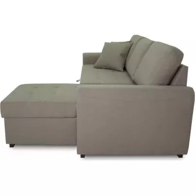 Canapé d'angle convertible beige 4 places - HAMILTON - Fabriqué en Ukraine