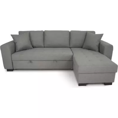 Canapé d'angle convertible 4 places gris clair - HAMILTON
