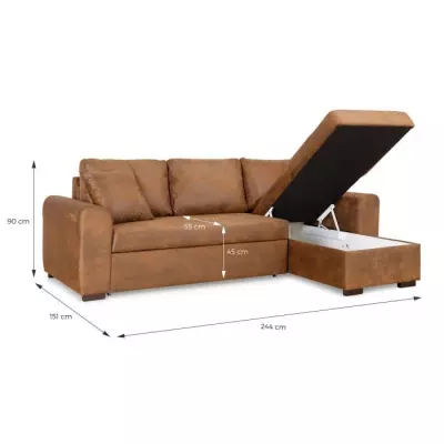 Canapé d'angle convertible réversible 4 places vintage - HAMILTON