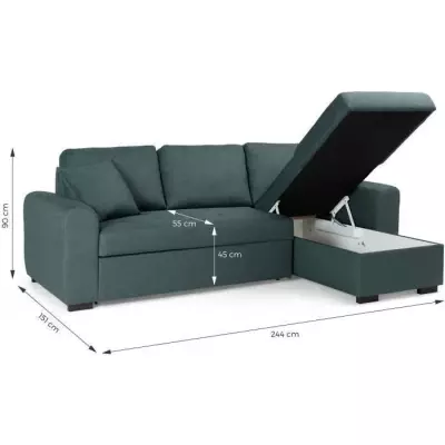 Canapé d'angle convertible 4 places - Vert - HAMILTON