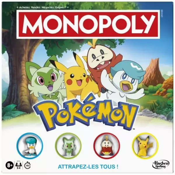 Monopoly Pokémon, jeu de société de plateau, 2 a 4 joueurs, jeux pour enfants et fans de Pokémon, env. 45 minutes, des 8 