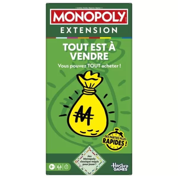 Monopoly Extension Tout est a vendre, rend le jeu Monopoly classique plus amusant et plus rapide, jeux de plateau, 2 a 6 joueur