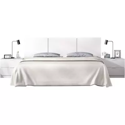 Tête de lit avec chevets intégrés - HAVANA Blanc - 256,8 x 34,2 x 96 cm