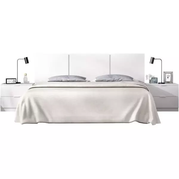 Tete de lit avec chevets intégrés - HAVANA - Blanc - 256,8 x 34,2 x 96 cm