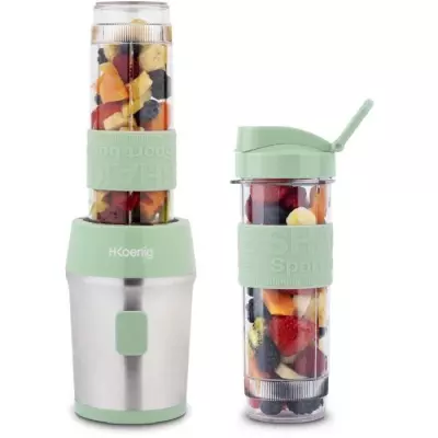 Mini blender H.Koenig Smoo18 - 300W - Vert pastel - Gourdes incluses