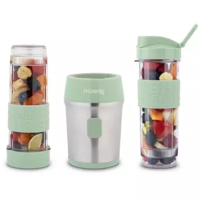 Mini blender H.Koenig Smoo18 - 300W - Vert pastel - Gourdes incluses