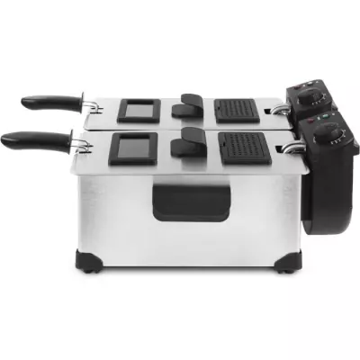 Friteuse Double Bac 2x3L DFX600 - Puissant 3600W - Design Compact