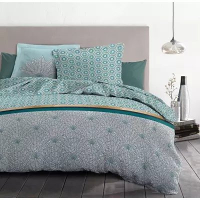 Parure de couette 240x260 cm HOME LINGE PASSION LOUXOR - 100% Coton - Vert