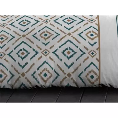 Parure de couette microfibre Ethno - Bleu canard - 1 housse de couette + 1 taie - HOME LINGE PASS